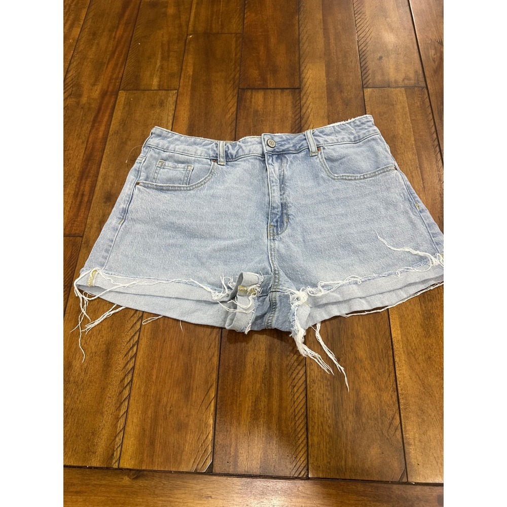 PacSun Women's High Waisted Denim Cutoff Shorts Light Blue Size 28 Frayed Hem